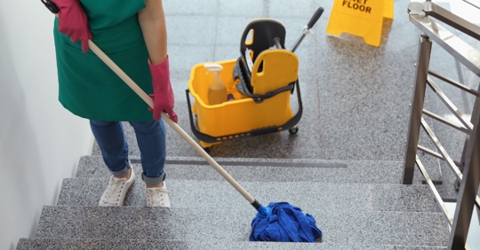 cleaning stairs